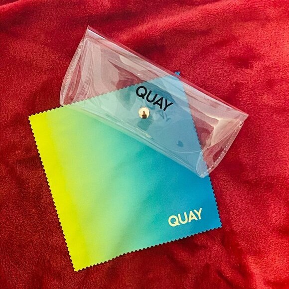 Quay Clear Glasses Case & Ombré Cloth Yellow Green - Picture 1 of 5